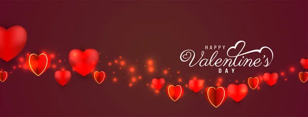 Feliz Día San Valentín Decorativo Elegante Amor Banner Diseño Vector — Archivo Imágenes Vectoriales