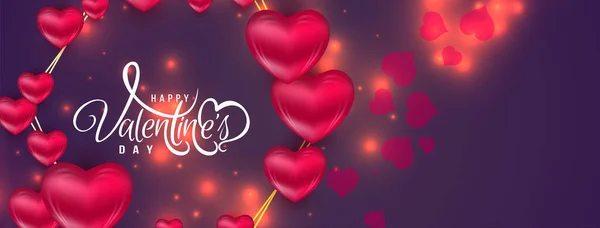 Feliz Día San Valentín Decorativo Elegante Amor Banner Diseño Vector — Vector de stock