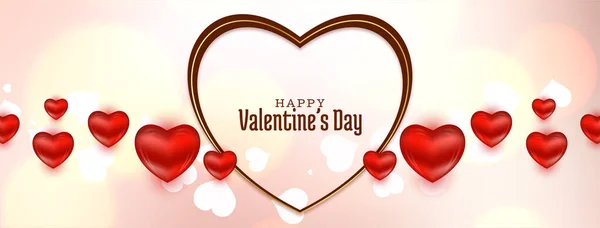 Stilvolle Happy Valentines Day Feier Schönes Banner Mit Herzen Vektor — Stockvektor