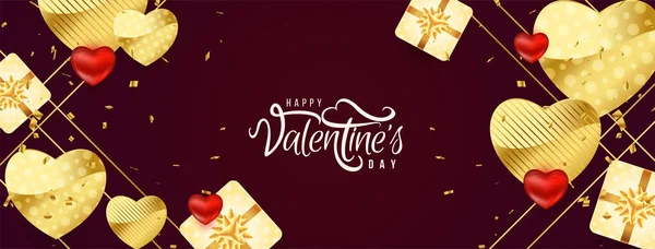 Gelukkige Valentijnsdag Tekst Ontwerp Decoratieve Liefde Banner Ontwerp Vector — Stockvector