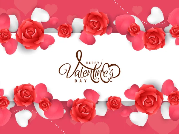 Happy Valentines Jour Élégant Salutation Arrière Plan Design Vecteur — Image vectorielle