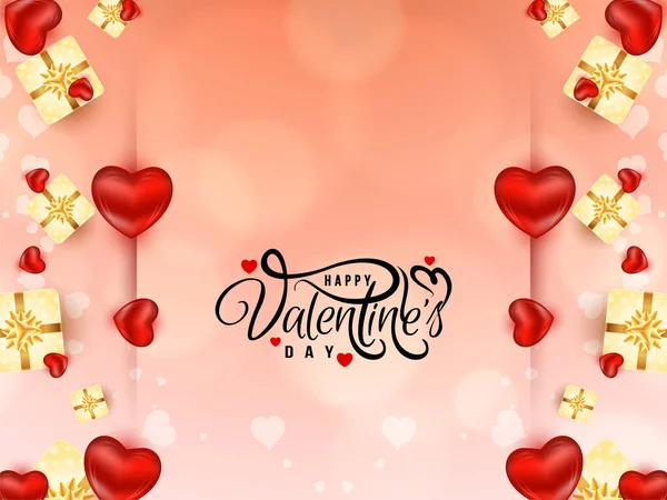 Happy Valentines Day Eleganten Hintergrund Mit Herzen Design Vektor — Stockvektor