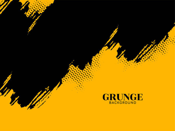 Yellow and black grunge stroke texture background design vector