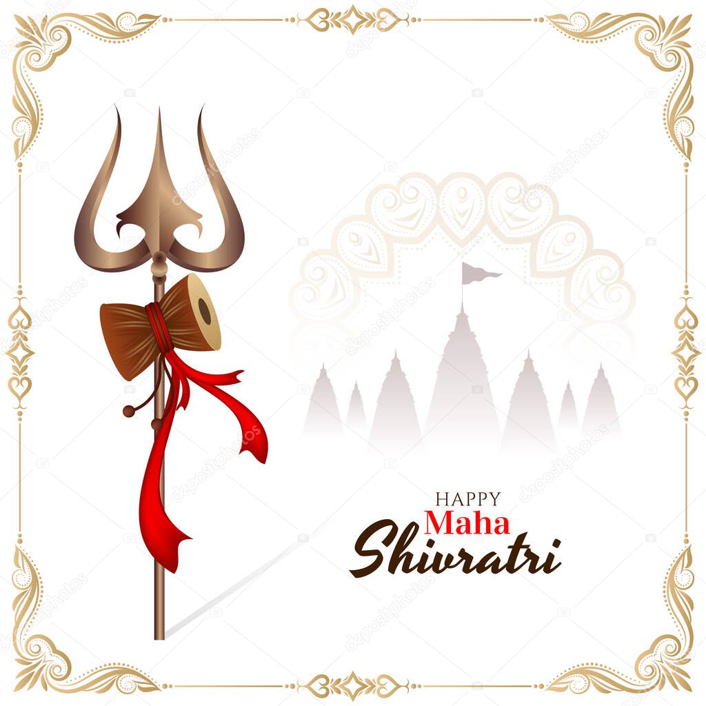 Happy Maha Shivratri festival lord shiva worship background vector