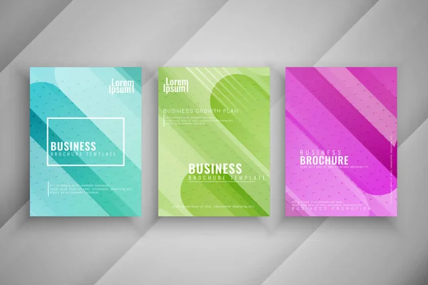 Elegant Colorful Geometric Business Brochure Template Set Vector — Stock Vector
