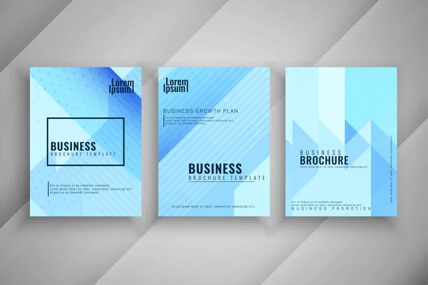 現代の青い幾何学ビジネスパンフレットテンプレートセットベクトル — ストックベクタ