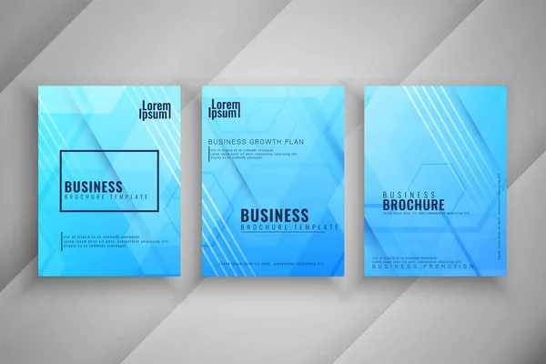 Modern Blue Geometric Business Brochure Template Set Vector — Stock Vector