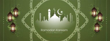 Dini Ramazan Kareem İslam Festivali afişi cami vektörüyle karşıladı