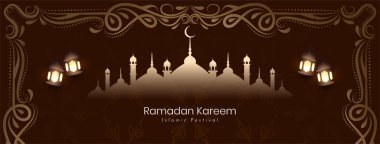 Ramazan Kareem İslami Festivalin geleneksel bayrak tasarım vektörü
