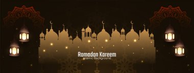 Ramazan Kareem İslami festival zarif dekoratif bayrak tasarım vektörü