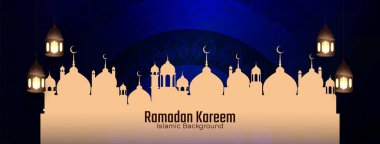 Dini Ramazan Kareem İslam Festivali afişi cami vektörüyle karşıladı