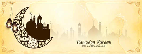 Ramadan Kareem Islamic Festival Elegant Decorative Banner Design Vector — Stock Vector