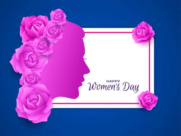 Happy Womens Day Feier Dekorativ Blauen Hintergrund Vektor — Stockvektor