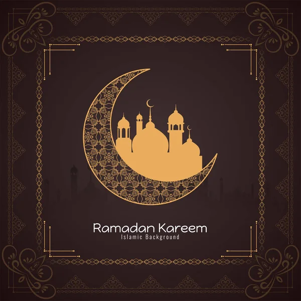Mois Sacré Islamique Ramadan Kareem Religieux Festival Mosquée Arrière Plan — Image vectorielle