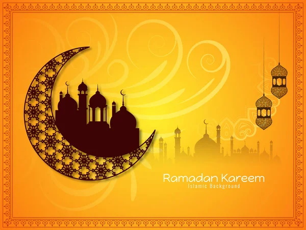 Islamic Holy Month Ramadan Kareem Religious Festival Mosque Background Vector — Stock Vector