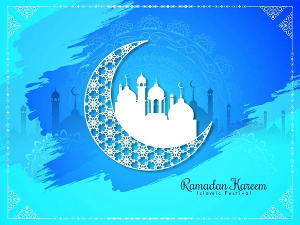 Religioso Ramadán Kareem Festival Islámico Mezquita Fondo Vector — Vector de stock