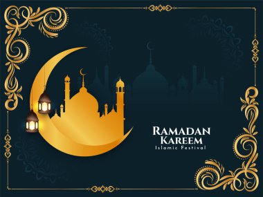 Ramazan Kareem güzel altın hilal arka plan tasarım vektörü