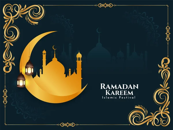 Ramadan Kareem Beau Croissant Lune Arrière Plan Vecteur Conception — Image vectorielle