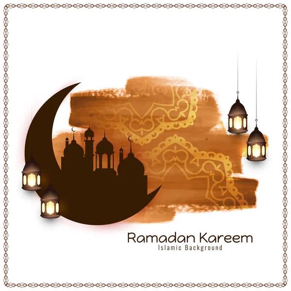 Ramadan Kareem Lindo Crescente Lua Fundo Design Vetor —  Vetores de Stock