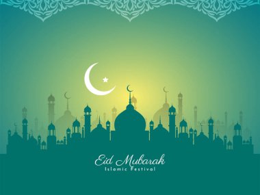 Islamic festival Eid Mubarak crescent moon religious background vector clipart