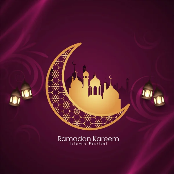 Ramadan Kareem Festival Croissant Lune Fond Artistique Vecteur — Image vectorielle