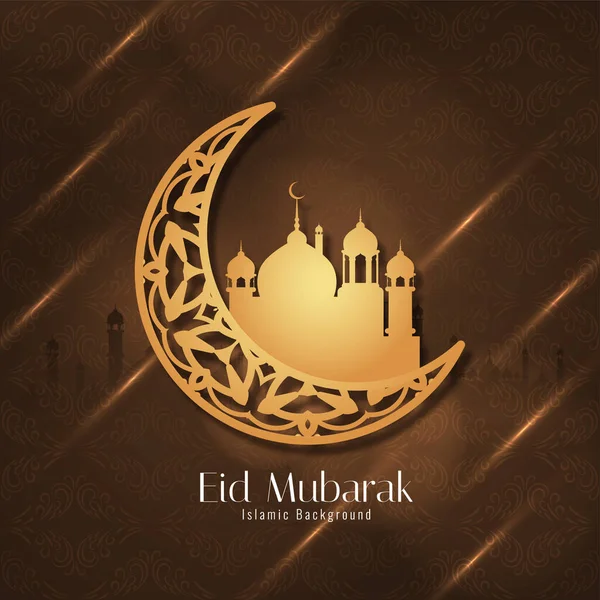 Festival Islâmico Eid Mubarak Lua Crescente Vetor Fundo Religioso —  Vetores de Stock