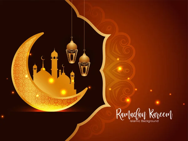 Ramadan Kareem Croissant Lune Religieux Fond Islamique Vecteur — Image vectorielle