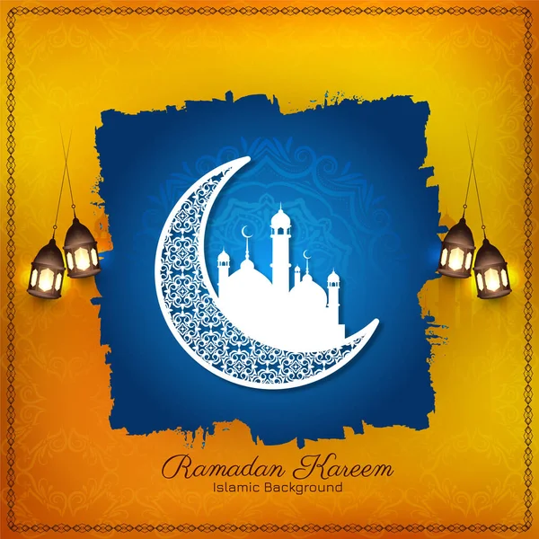 Ramadan Kareem Félhold Dekoratív Iszlám Háttér Vektor — Stock Vector