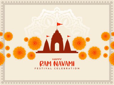 Mutlu Ram Navami kültürel Hindu festivali kutlama kartı vektörü diliyor