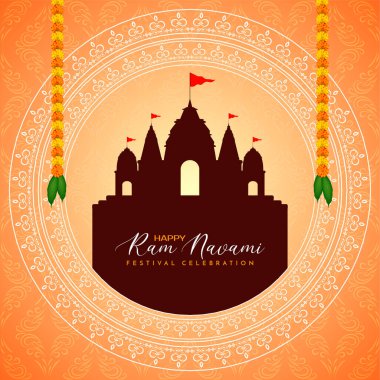 Dindar Hindistan Mutlu Ram Navami festivali arka plan vektörünü selamlıyor