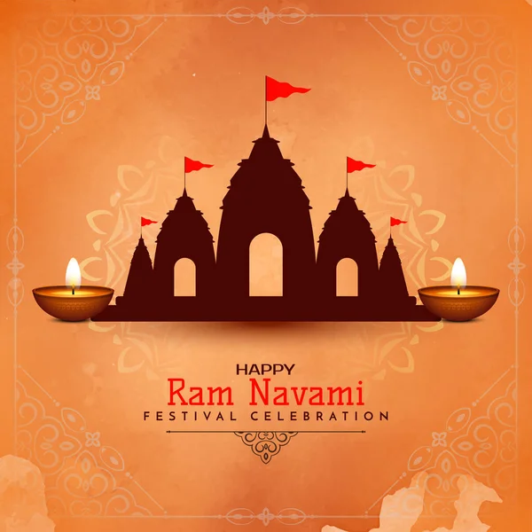 Boldog Ram Navami Vallási Indiai Fesztivál Gyönyörű Háttér Vektor — Stock Vector