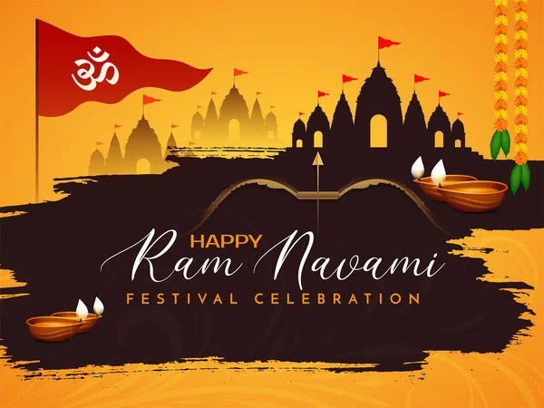 Hindu Vallási Boldog Ram Navami Fesztivál Dekoratív Háttér Vektor — Stock Vector