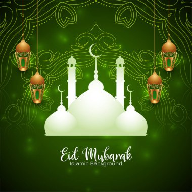 Bayram Mübarek festivali İslami selamlama camii arka plan vektörünü kutladı