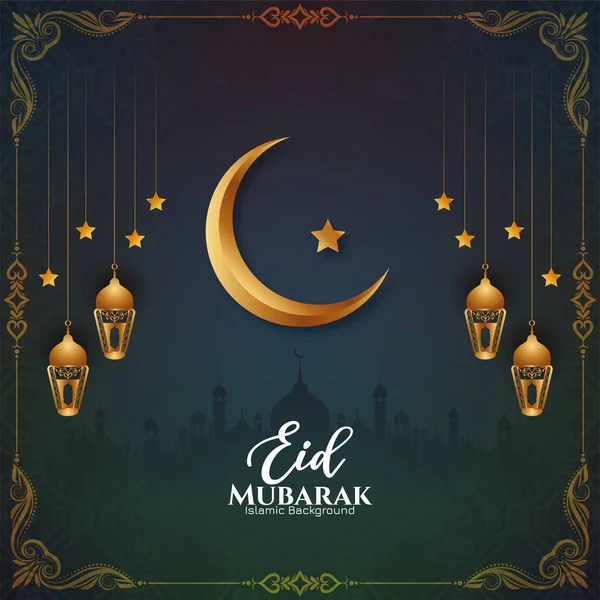 Eid Mubarak Festival Bellissimo Saluto Sfondo Vettore Progettazione — Vettoriale Stock