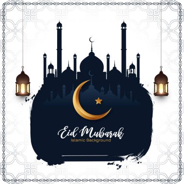 Geleneksel Müslüman Bayram Festivali tebrik kartı tasarım vektörü