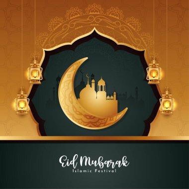 Geleneksel Müslüman Bayram Festivali tebrik kartı tasarım vektörü