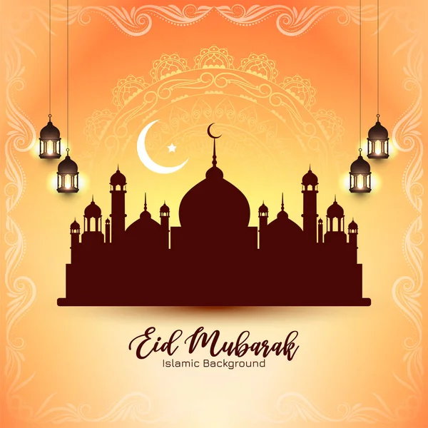Islamic Festival Eid Mubarak Greeting Stylish Background Design Vector — Stock Vector