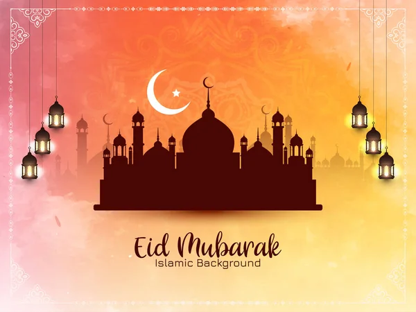 Festival Islámico Sagrado Decorativo Eid Mubarak Vector Fondo Mezquita — Vector de stock
