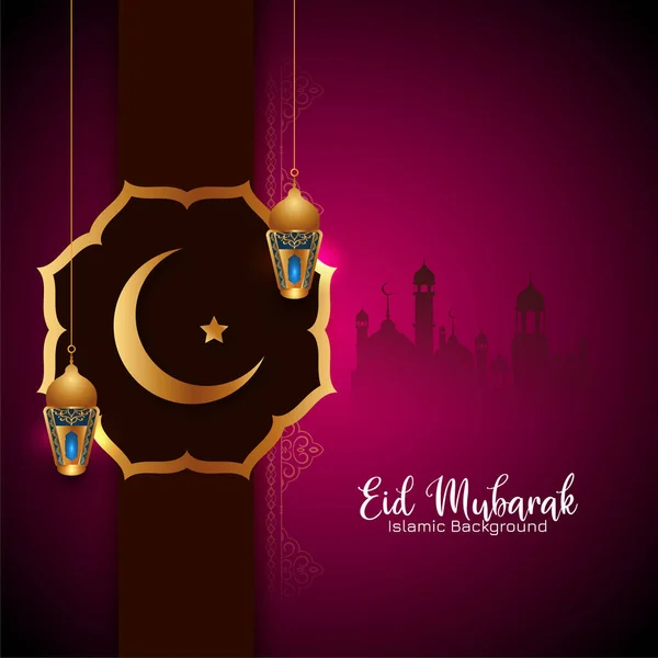Eid Mubarak Religious Festival Mosque Background Design Vector — Stock Vector