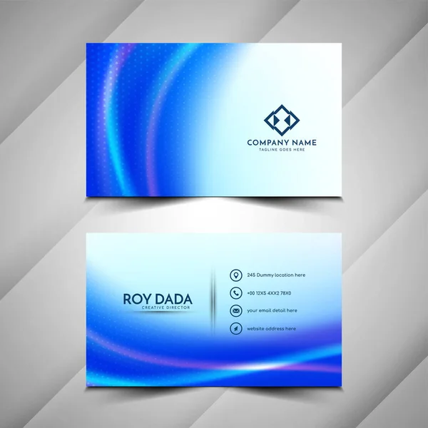 Modern Blue Wave Style Business Card Template Vector — Stock vektor