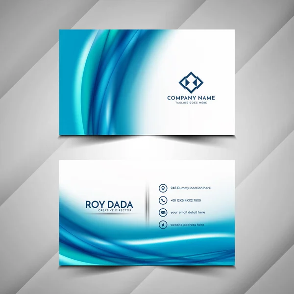 Modern Stylish Blue Wave Style Business Card Template Vector — Stock vektor