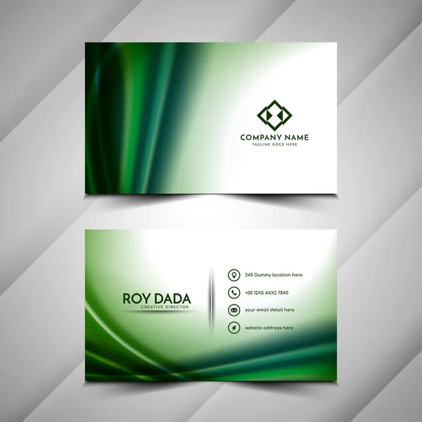 Estilo Verde Onda Color Estilo Tarjeta Visita Plantilla Vector — Vector de stock