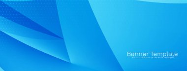 Modern zarif dalga stili mavi renk kurumsal bayrak tasarım vektörü