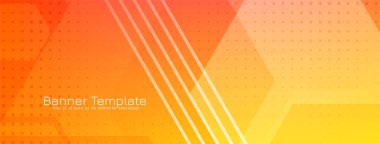 Modern sarı renk geometrik altıgen şekiller bayrak tasarım vektörü