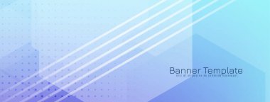 Geometrik altıgen şekiller dekoratif mavi bayrak tasarım vektörü