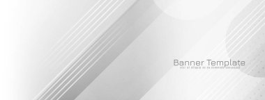 Zarif parlak beyaz renk çizgileri geometrik trend bayrak vektörü