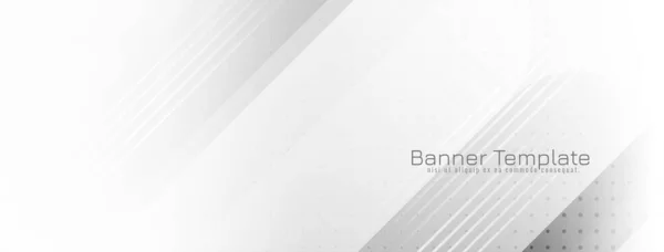 Elegante Moderno Color Blanco Rayas Diseño Geométrico Banner Vector — Vector de stock