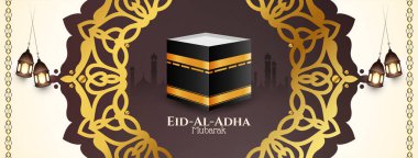 Decorative religious Eid Al Adha mubarak islamic banner design vector