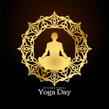 Uluslararası Yoga günü altın çerçeve tasarım vektörü