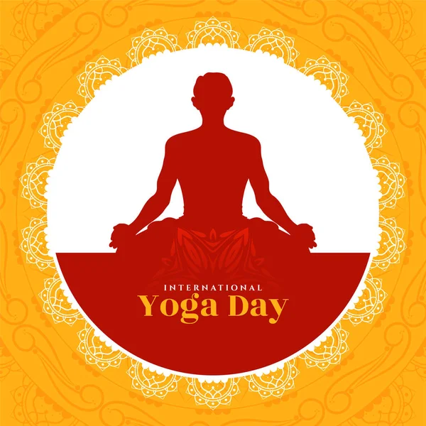 Uluslararası Yoga günü sanatsal sarı arkaplan tasarım vektörü